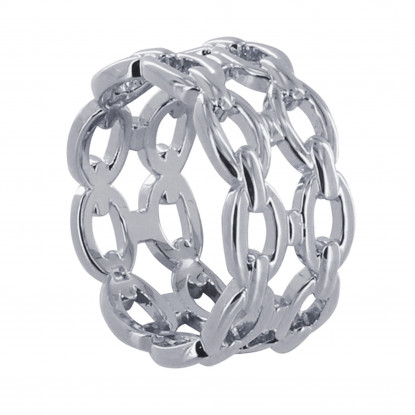Bague Argen Rhodié Tube de Maillons