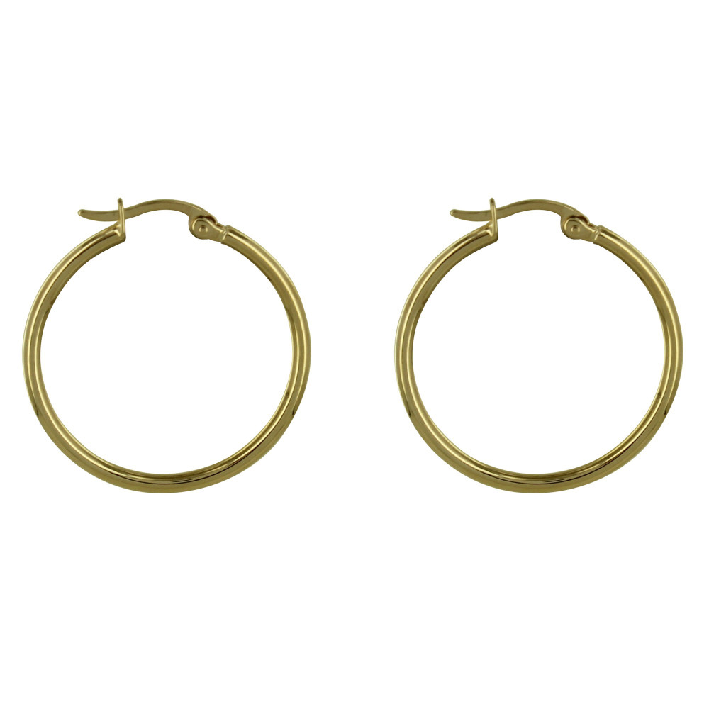Boucles D'oreilles Créoles Carrées DTPsilver - Argent 925 Plaqué Or, épaisseur 2 Mm, Diamètres 12 à 50 Mm