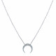 Collier Argent Rhodié Croissant de Lune et Deux Strass - Petit Modèle