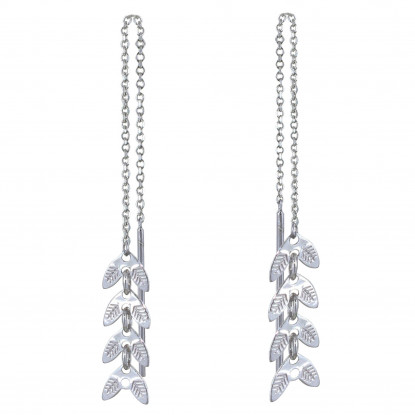 Boucles d'Oreilles Chainette Argent Rhodié Laurier
