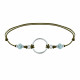 Bracelet Lien Cercle Argent et Deux Perles Facettées de Larimar