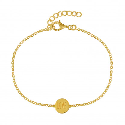 Bracelet Plaqué Or Médaille Ronde Love