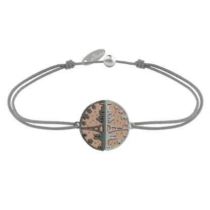 Bracelet Lien Médaille Argent Plaqué Or Rose Ruthénium Paris