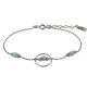 Bracelet Argent Rhodié Anneau Ciselé Trois Petites Perles de Larimar Facettées et Anneaux Zébrés