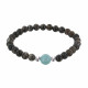 Bracelet Femme Perles Agate Marron Une Perle de Larimar et Deux Perles Argent
