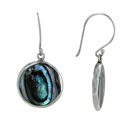 Boucles d'Oreilles Argent Disques Nacre Abalone
