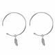 Boucles d'Oreilles Argent Rhodié Demi Créoles et Petite Plume