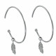 Boucles d'Oreilles Argent Rhodié Demi Créoles et Petite Plume