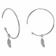 Boucles d'Oreilles Argent Rhodié Demi Créoles et Petite Plume