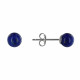 Boucles d'Oreilles Clou Argent Rhodié et Perles de Lapis Lazuli 5mm