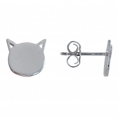 Boucles d'Oreilles Argent Tête de Chat