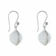 Boucles d'Oreilles Crochet Argent Avec Strass Sphère d'Agate Blanche