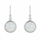 Boucles d'Oreilles Crochet Argent Avec Strass Sphère d'Agate Blanche