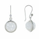 Boucles d'Oreilles Crochet Argent Avec Strass Sphère d'Agate Blanche