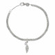 Bracelet Argent Rhodié Triple Chaines Plume et Strass