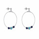 Boucles d'Oreilles Argent Créoles Anneau de Larimar et Deux Cubes de Lapis Lazuli