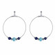Boucles d'Oreilles Argent Créoles Anneau de Larimar et Deux Cubes de Lapis Lazuli