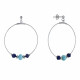 Boucles d'Oreilles Argent Créoles Anneau de Larimar et Deux Cubes de Lapis Lazuli