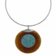 Collier Torque Argent Disque en Corne et Cercle de Larimar