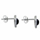 Boucles d'Oreilles Argent Puces Disque en Argent et Perle d'Agate Noire