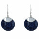 Boucles d'Oreilles Argent Disque Coquillage Teinté Bleu