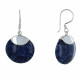 Boucles d'Oreilles Argent Disque Coquillage Teinté Bleu