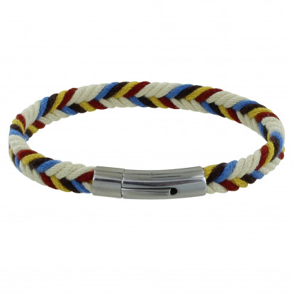 Bracelet Homme Chevron Beige Bleu Marron Jaune Rouge
