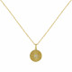 Collier Plaqué Or Médaille Ronde Rose des Vents et Strass