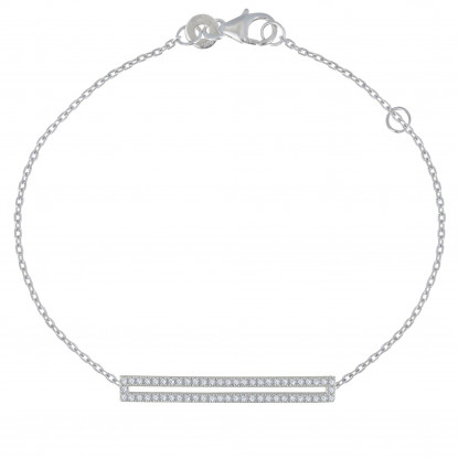 Bracelet Argent Rhodié Rectangle Ajouré de Strass