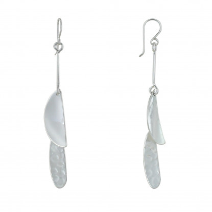 Boucles d'Oreilles Argent Demi Sphère Lisse et Martelée