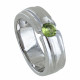 Bague Argent Rhodié Large Péridot Facetté Rond