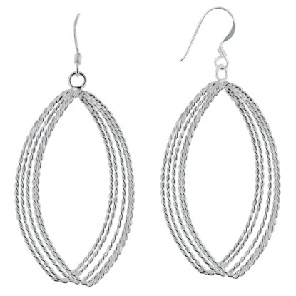 Boucles d'Oreilles Argent Cinq Ovales Torsadés