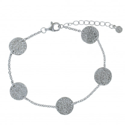 MANQUE PHOTOS Bracelet Argent Rhodié Cinq Pastilles Martelées
