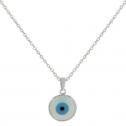 Collier Argent Oeil de Nacre Ivoire