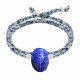 Bracelet Double Tour Lien Liberty Talisman Scarabée Lapis Lazuli et Perles Argent