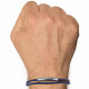 Bracelet Homme Double Tour Bicolore Cuir Tréssé Rond pour Poignet 19cm