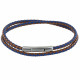 Bracelet Homme Double Tour Bicolore Cuir Tréssé Rond pour Poignet 19cm