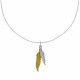 Collier Argent et Argent Doré Deux Plumes