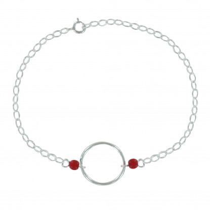 Bracelet Argent Cercle et Deux Perles en Résine