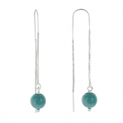Boucles d'Oreilles Chainette Argent et Perles d'Amazonite