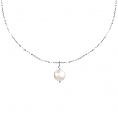 Collier Argent Rhodié Pendentif Perle de Culture