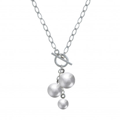 V Collier Argent et Trois Billes Argent 925