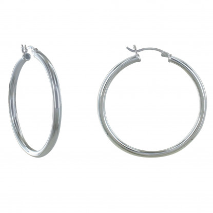 Boucles d'Oreilles Argent Moyennes Créoles Rondes 4cm