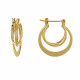 Boucles d'Oreilles Plaqué Or Créoles Plates Trois Anneaux