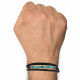 Bracelet Acier Homme Cuir Noir Trois Liens et Anneaux Howlite Turquoise