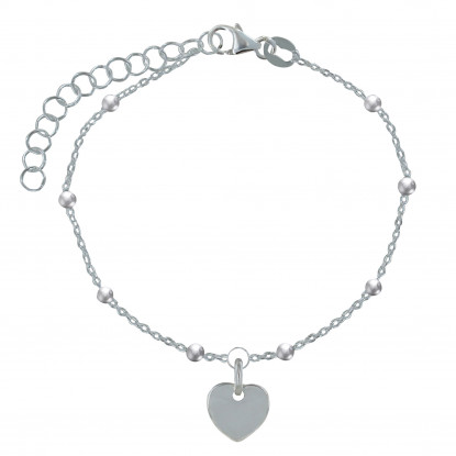 Bracelet Argent Petite Perle et Breloque Coeur
