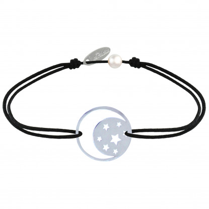 Bracelet Lien Médaille Argent Lune et Etoiles