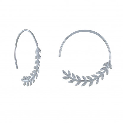 Boucles d'Oreilles Argent Rhodié Créoles Laurier