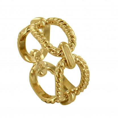Bague Plaqué Or Maillons Ovales Torsadés
