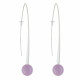 Boucles d'Oreilles Crochet Plat Métal Argenté et Perles Céramique